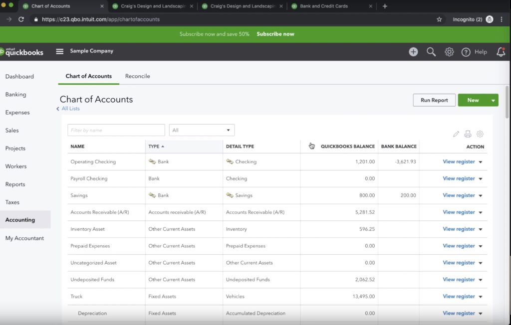 Landscaping Chart Of Accounts