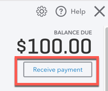 Receive Payment button in an invoice in QuickBooks