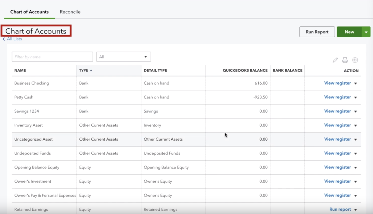 Quickbooks Landscaping Chart Of Accounts