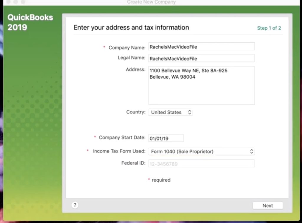 Entering address and tax information for in Quickbooks 2019