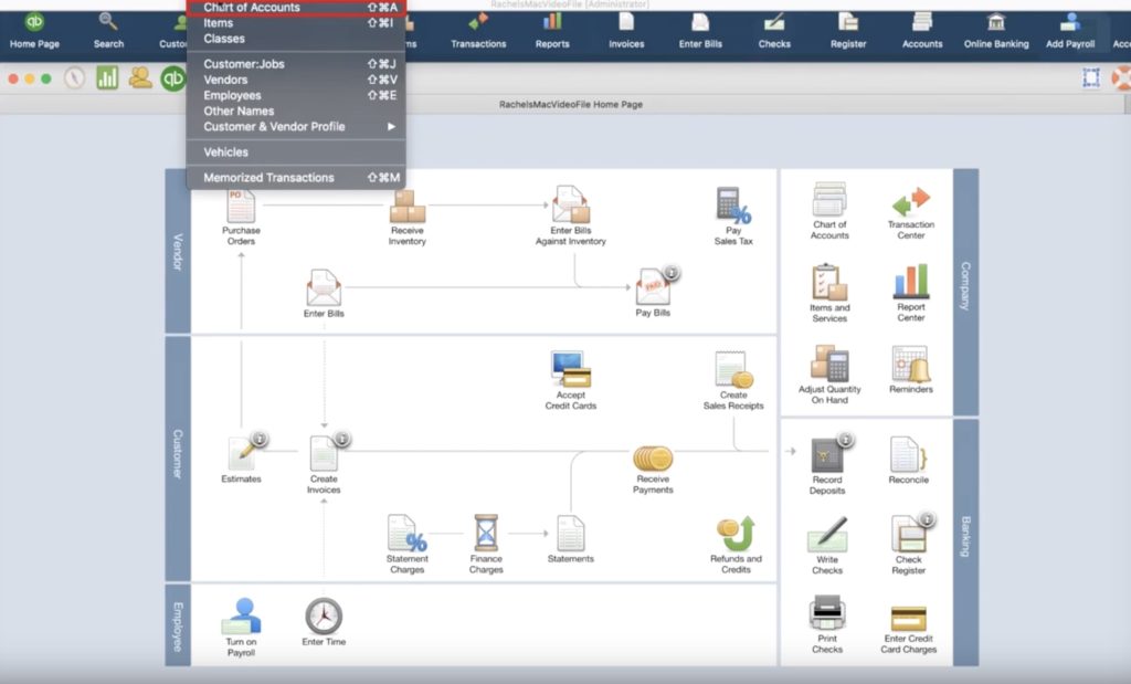 Creating your Chart of Accounts in Quickbooks 2019