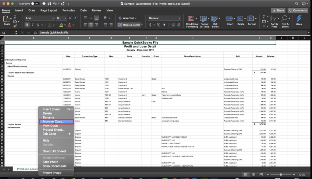 Copying a sheet in Excel