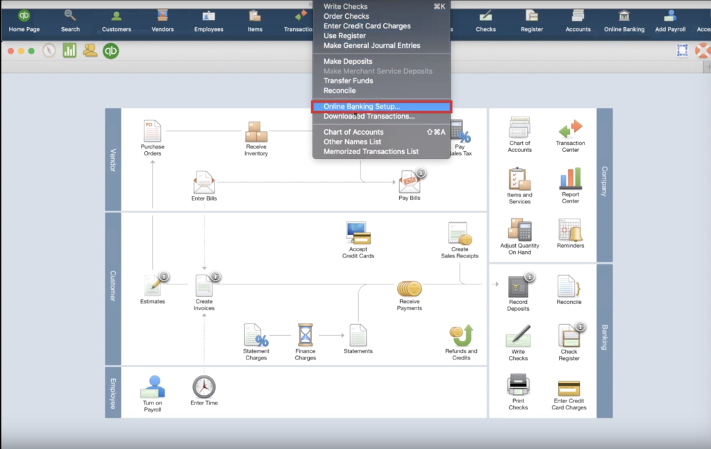 Online Bank Setup in Quickbooks