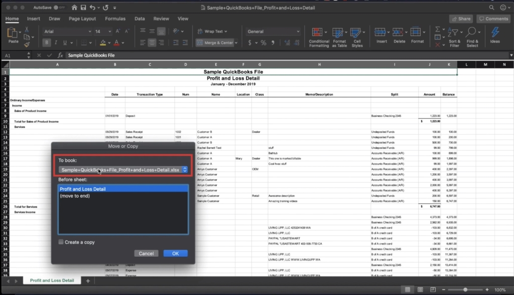 Copying a sheet in Excel