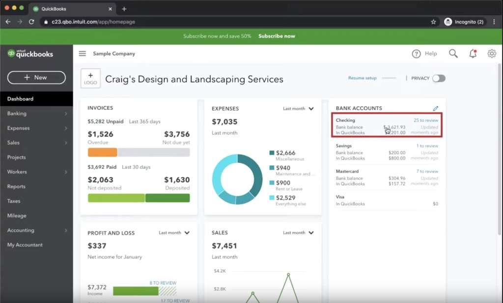 Quickbooks Bank Accounts