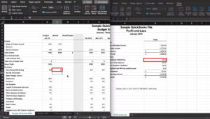 Adding Profit and Loss data to our Budget comparison spreadsheet in Excel.