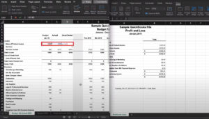 Creating formula for the Over/Under column in Excel.