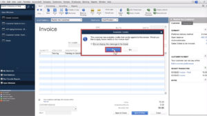 Available Credit pop-up in Quickbooks Desktop