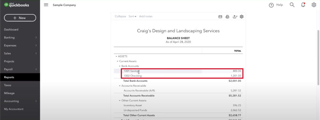 Quickbooks, viewing account numbers in the Balance Sheet