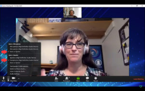 Microphone and speaker selection in Zoom.