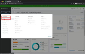 Navigating to invoice creation from the quick create button in QuickBooks Online.