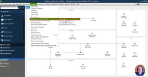 Selecting menu option for updating user password in QuickBooks Desktop