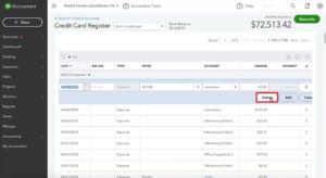 Deleting a transaction in QuickBooks Online.