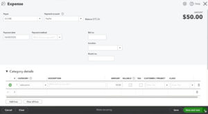 Manually entering an expense in QuickBooks Online