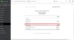 Profit and Loss report in QuickBooks Online