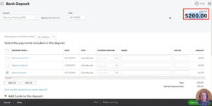 Creating a bank deposit in QuickBooks Online