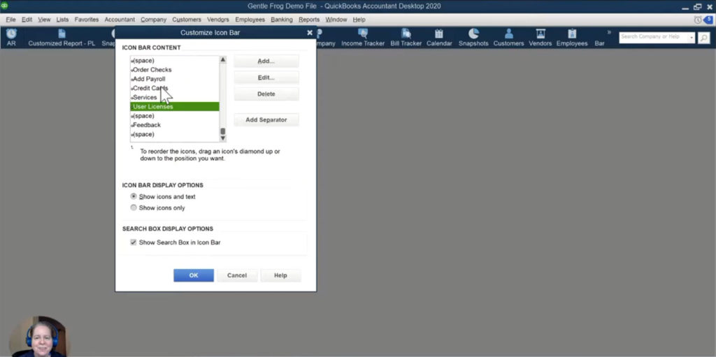 How to Customize the Icon Bar in QuickBooks Desktop - Gentle Frog ...