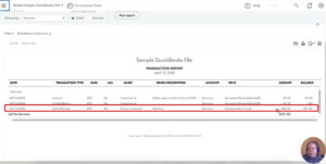 Viewing a Sales Receipt in the Profit and Loss report in QuickBooks Online.