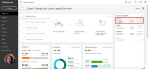 QuickBooks Online dashboard Bank Accounts