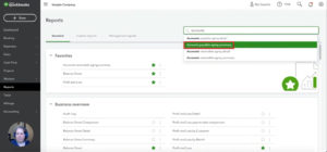 Searching for the Accounts payable aging summary report in QuickBooks Online