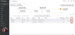 Checking off transactions when reconciling accounts in QuickBooks Online