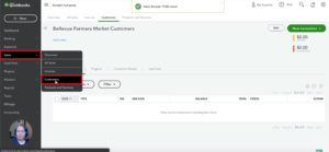 Navigating to customers list in QuickBooks Online.