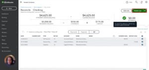 Finished reconciling a QuickBooks Online bank account