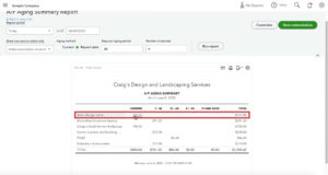 Viewing a bill in the A/P Aging summary report in QuickBooks Online