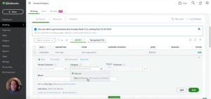 Selecting a category for a transaction in QuickBooks Online