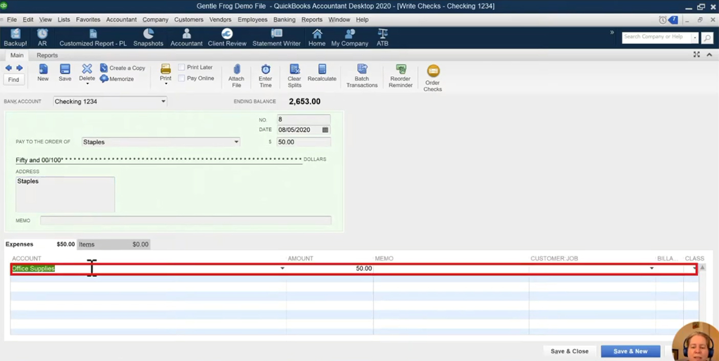 how to add default expense category in quickbooks online