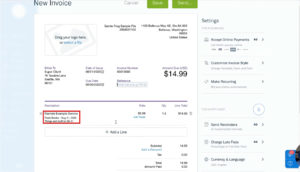 Adding a new line to an invoice in Freshbooks