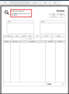 QuickBooks Enterprise invoice preview showing an updated company name.