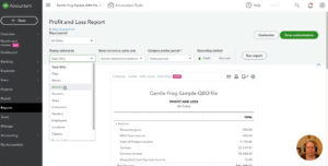 Changing Profit & Loss report in QuickBooks Online to month-over-month