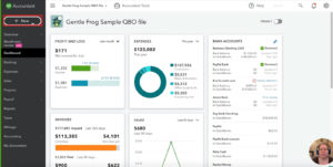 + New button in upper left hand corner of menu in QuickBooks Online