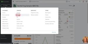 Navigating to check writing in QuickBooks Online