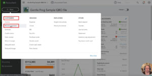 Selecting receive payment from the menu in QuickBooks Online