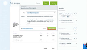 Sending an invoice by email in Freshbooks
