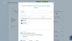 Reviewing unbilled time for a client in Freshbooks