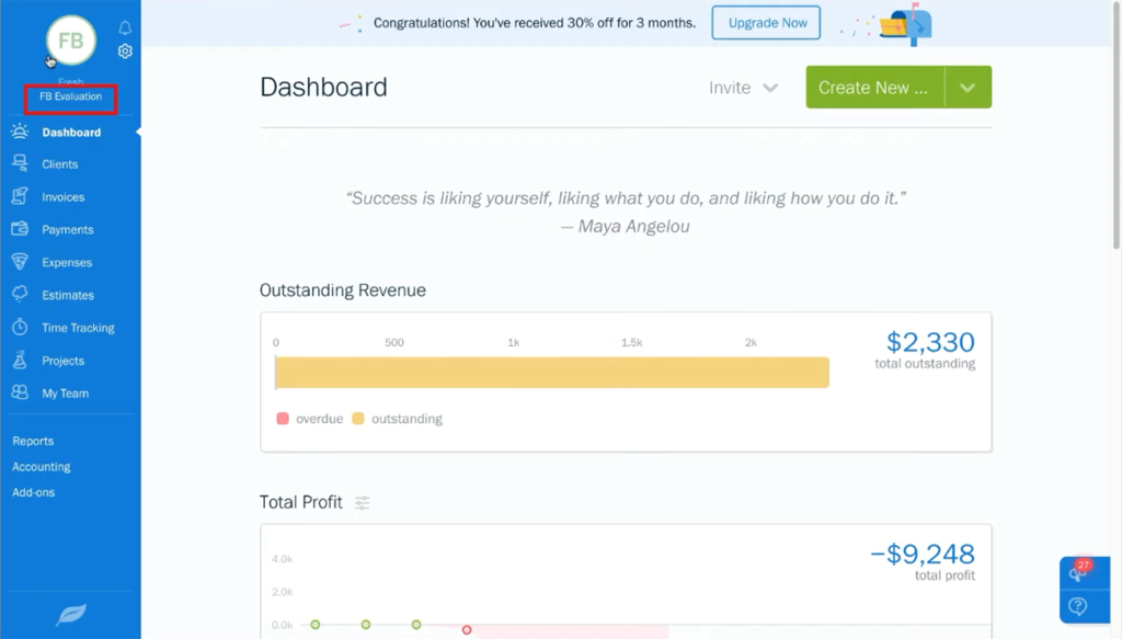 FreshBooks Dashboard Walkthrough - Gentle Frog Bookkeeping and Custom ...