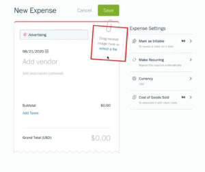 You can upload an image receipt to a new expense in Freshbooks.