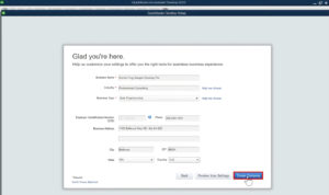 Entering your company information while creating a new company file in QuickBooks Desktop 2020