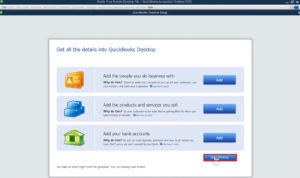 Prompts for setting up QuickBooks Desktop