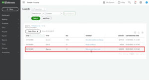 QuickBooks Online all transactions search results