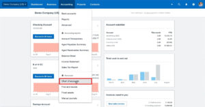 Navigating to the Chart of Accounts from the main menu in Xero