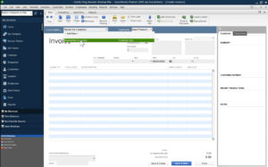 Selecting the customer when creating an invoice in QuickBooks Desktop.