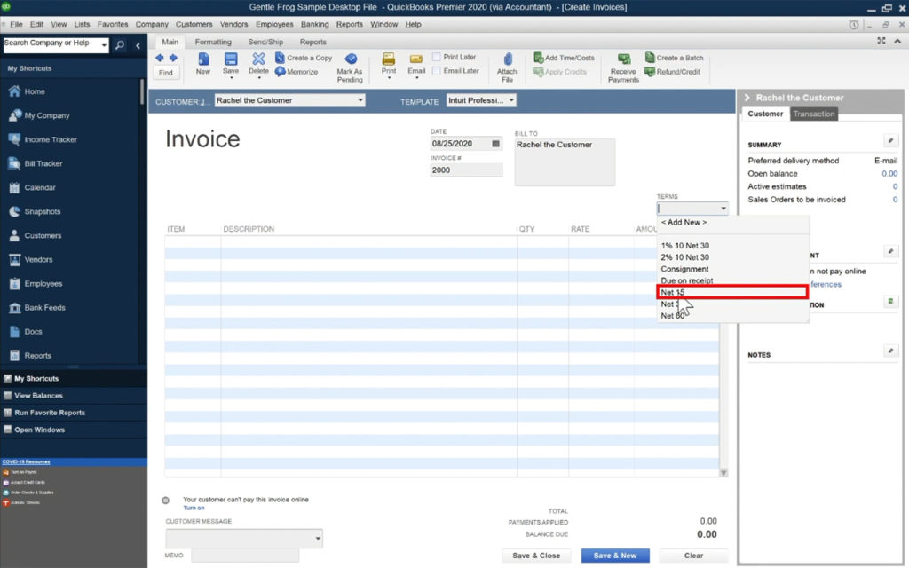 How To Create an Invoice in QuickBooks Desktop - Gentle Frog ...