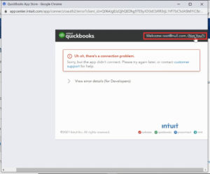 QuickBooks Login error when connecting to Track1099