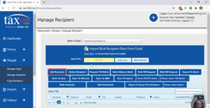 Click the Add Recipient button in Tax1099 to add a recipient.