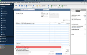 Entering a custom message in an invoice in QuickBooks Desktop