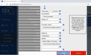 Adding recipient information to Tax1099.